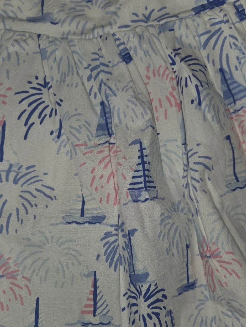 SweetHoney Pink and Blue Fireworks Print Sundress with Gingham Ruffle